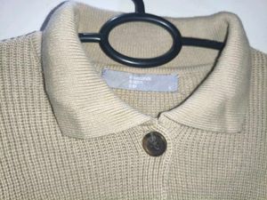 Beige Knit Button-Up Cardigan