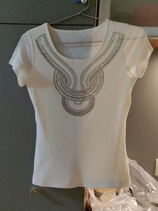 White Sequin Top With Sheer Fabric