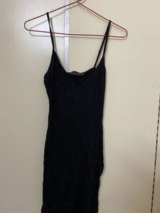 Women Black V Neck Dress