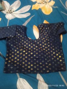 Navy & Gold Brocade Blouse