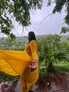 Elegant Yellow Anarkali Kurta