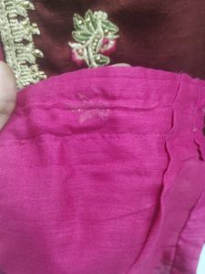 Embroidered Brick Maroon Colour Saree