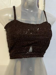 Pintrest padded sequins brown top