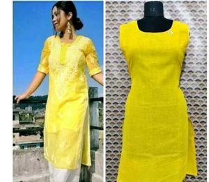 🌼 Elegant Yellow Chikankari Kurti – Handcrafted L