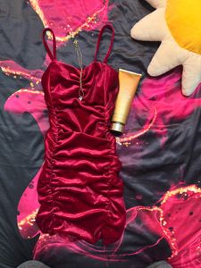 Red Velvet Mini Bodycon Dress