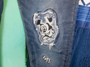 Patched Denim Jeans