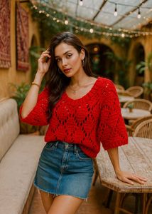 Pinterest Oversized Hot Red Crochet ()