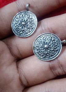 Silver Oxidized Bangle And Earrings