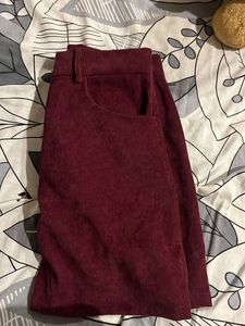 Burgundy Corduroy Mini Skirt