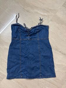 Denim tie up dress