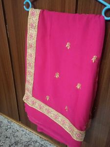 Elegant Pink Embroidered Saree