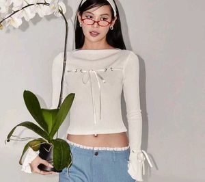 Coquette Korean White Long Sleeve Top with Bows