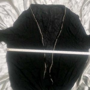 Black Crushed Fabric Shrug Style Top