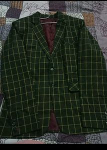 Mens Check Green And Yellow Blazer