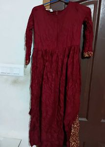 Maroon &amp; Gold Embellished Outfit