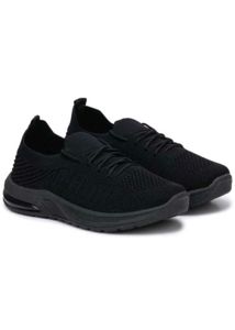 Black Knit Slip-On Sneakers