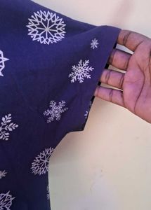Blue Snowflake Print Top