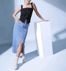 Cute Black Denim Tank Top