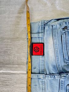 Crossed Pattern Light Blue Jeans