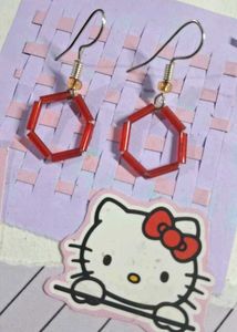 &gt;*Red Hex Earrings*&lt;