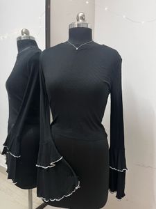 Black Flared Sleeve Top