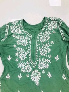 Olive Green Lucknawi Short Kurta