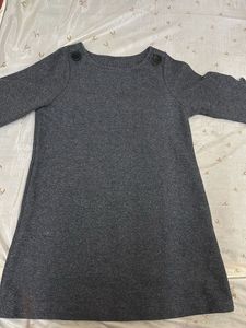 Gray Button Detail Mini Dress