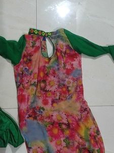 Floral Kurta Set with dupatta and pajami