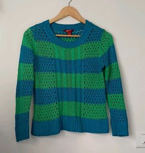 Guess Green &amp; Blue Striped Sweater