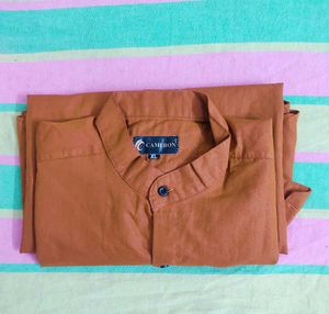 Men Regular Fit Solid Mandarin Collar Casual Shirt