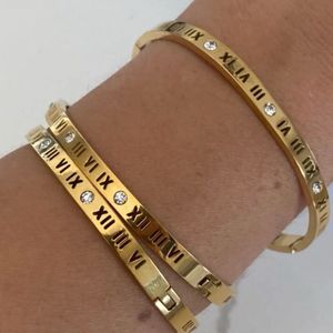 Gold Roman Numeral Bracelet Kada Anti-tarnish