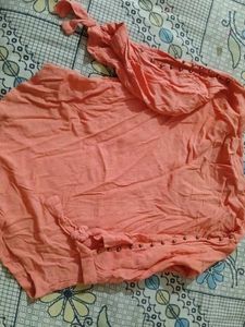 Peach Top with 'Best of Both' Print