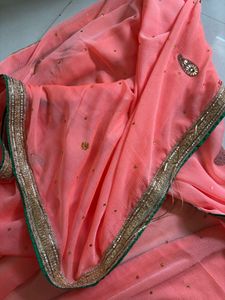 Peach Saree