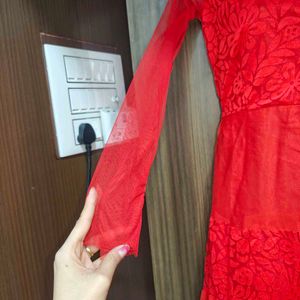 Elegant Red Embroidered Dress