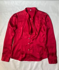 Red Bow Tie Blouse