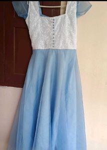 Elegant Blue &amp; White Dress