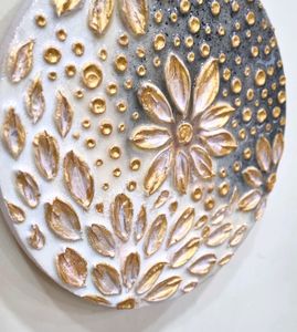 3D Texture Art Wall Decor- Golden Blossom