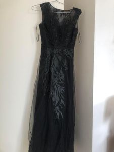 Black Net Western Gown