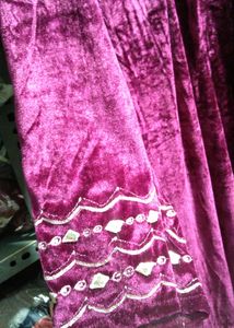 Wine Colour Velvet Shanil Suit