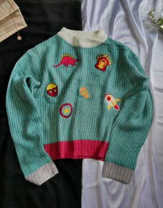 Fun Patchwork Knit Sweater