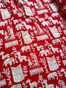 Red &amp; White Patterned Saree