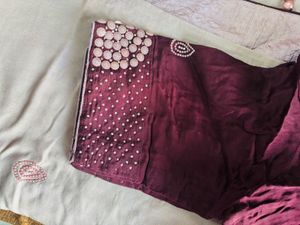 Heavy Border Stones Work Saree