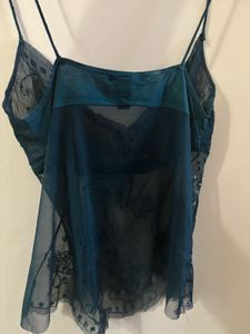 Vintage Style Sheer Mango Embellished Cami Top