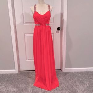 City Triangles Prom Dress Bright Pink Beaded Gown