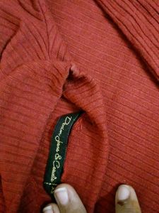 Rust Ribbed Turtleneck Top