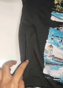 Graphic Print Black Mens Hoodie