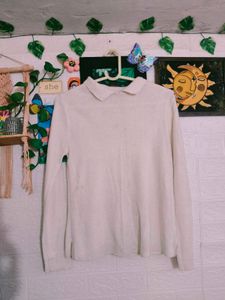 Stylish White Polo Top 🤍