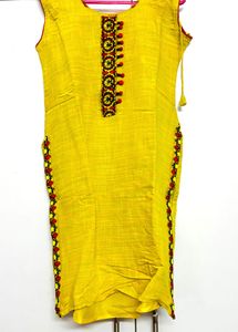 Yellow Embroidered Kurta