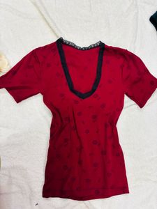 Red Floral Top