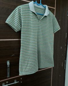 unisex Striped Polo T-Shirt